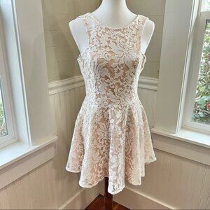 Jarlo Revolve Lace Fit and Flare Mini Dress w/ Deep V Back Balletcore Romantic